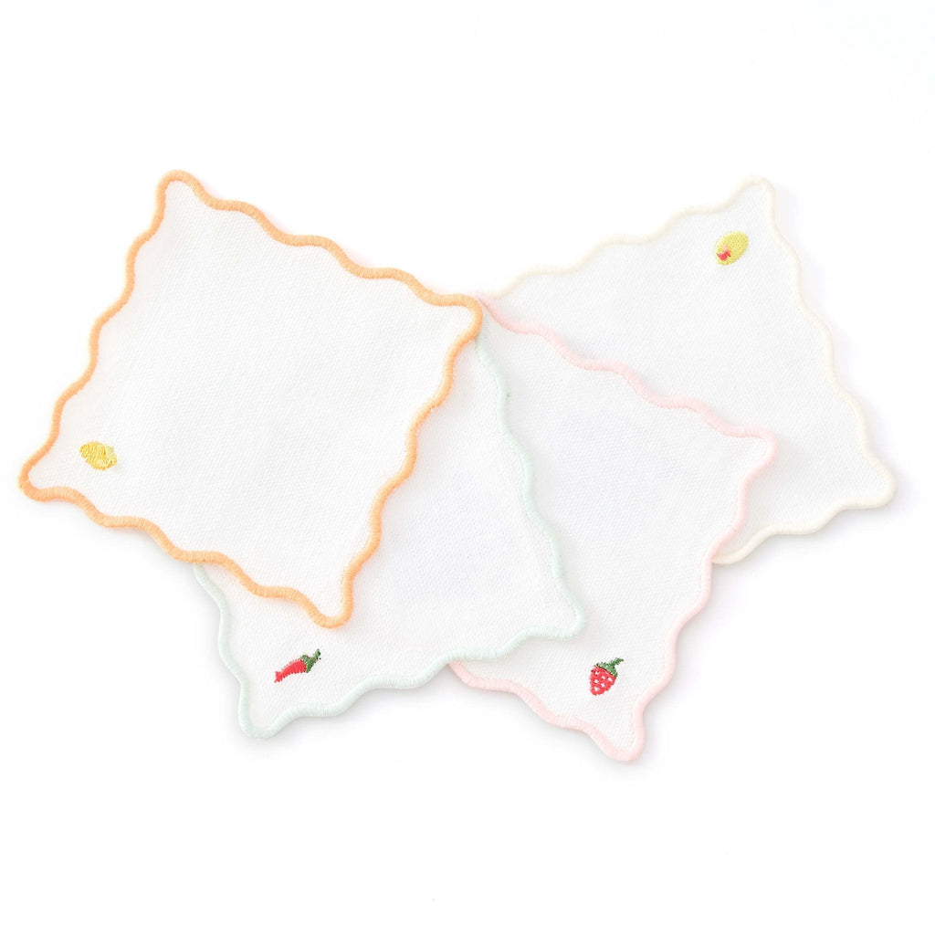 Dusklia - Fruit Embroidered Pack of 4 Cocktail Coasters - Multi