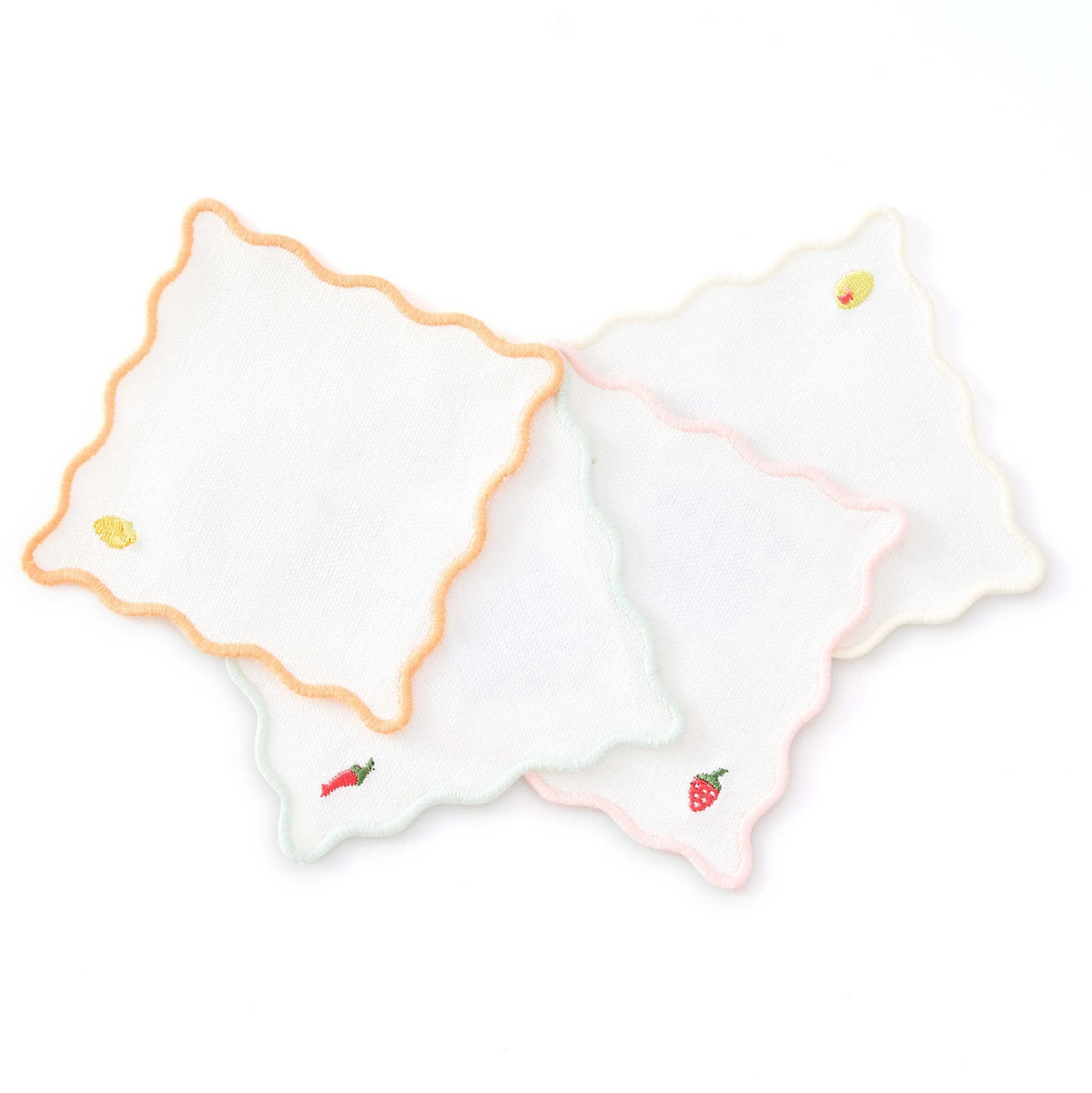 Dusklia - Fruit Embroidered Pack of 4 Cocktail Coasters - Multi