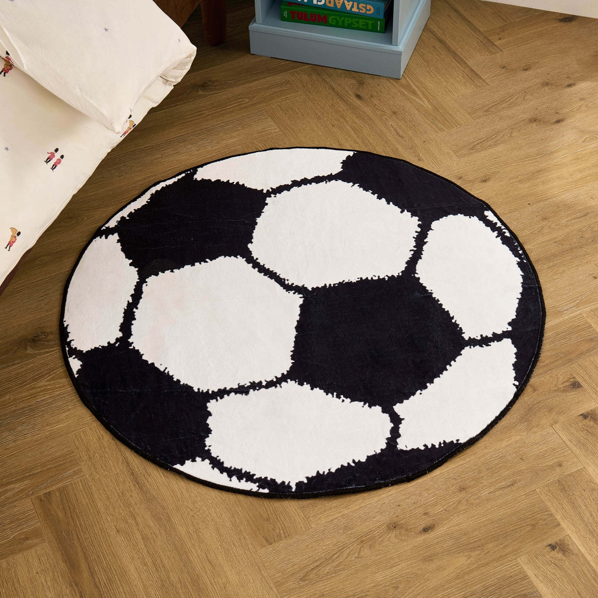 Dusklia - Football Machine Washable Rug - Black/ White