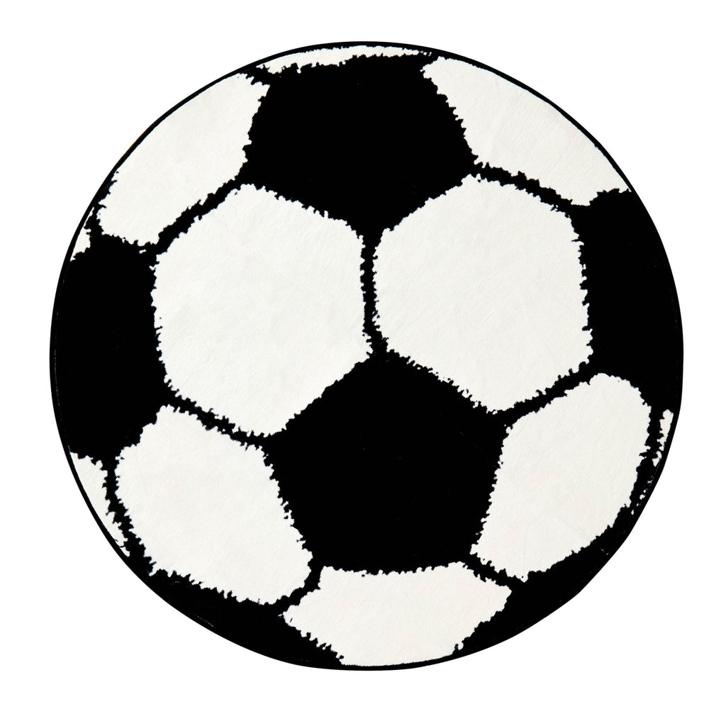 Dusklia - Football Machine Washable Rug - Black/ White