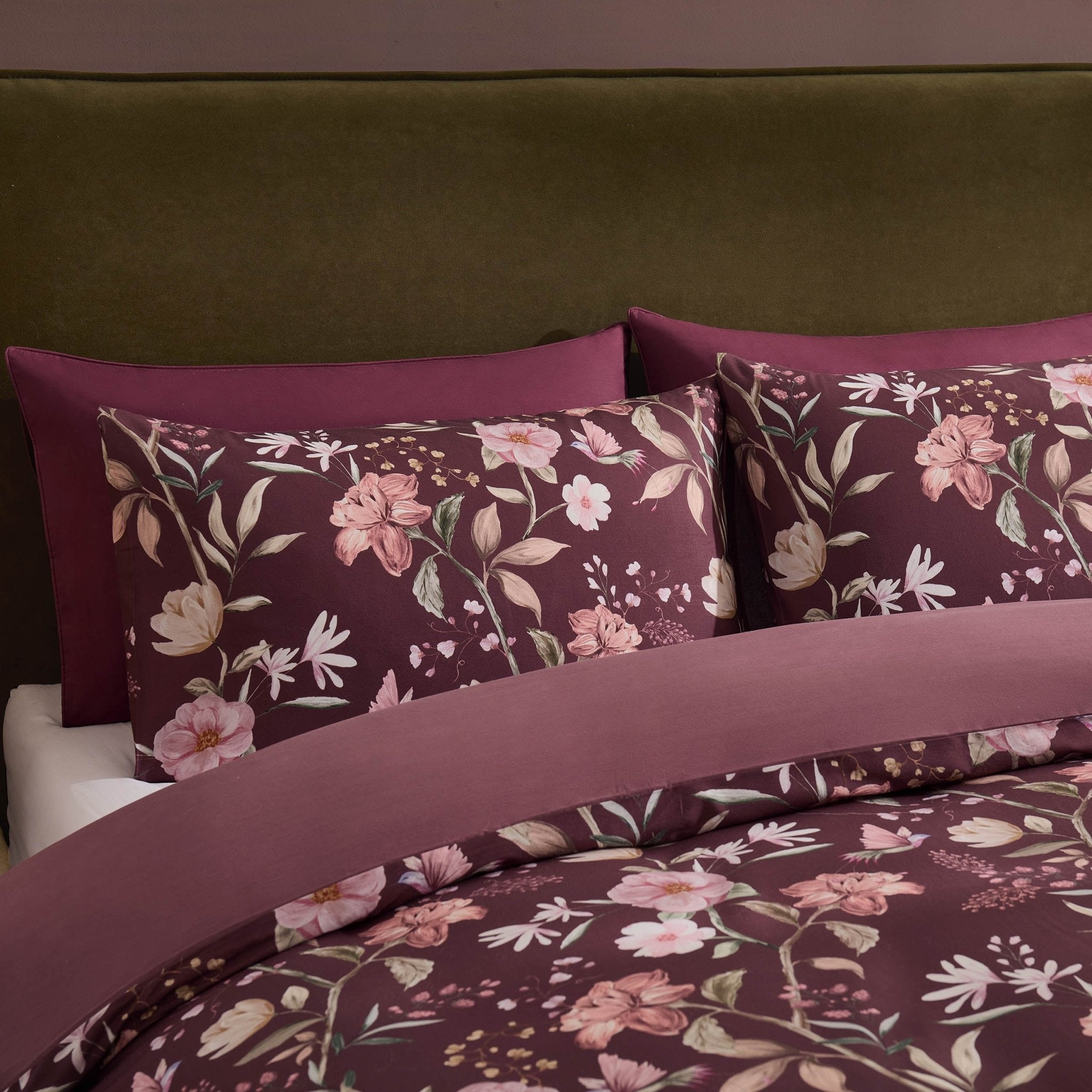 Dusklia - Francis 100% Cotton Duvet Covet & Pilllowcase Set - Plum