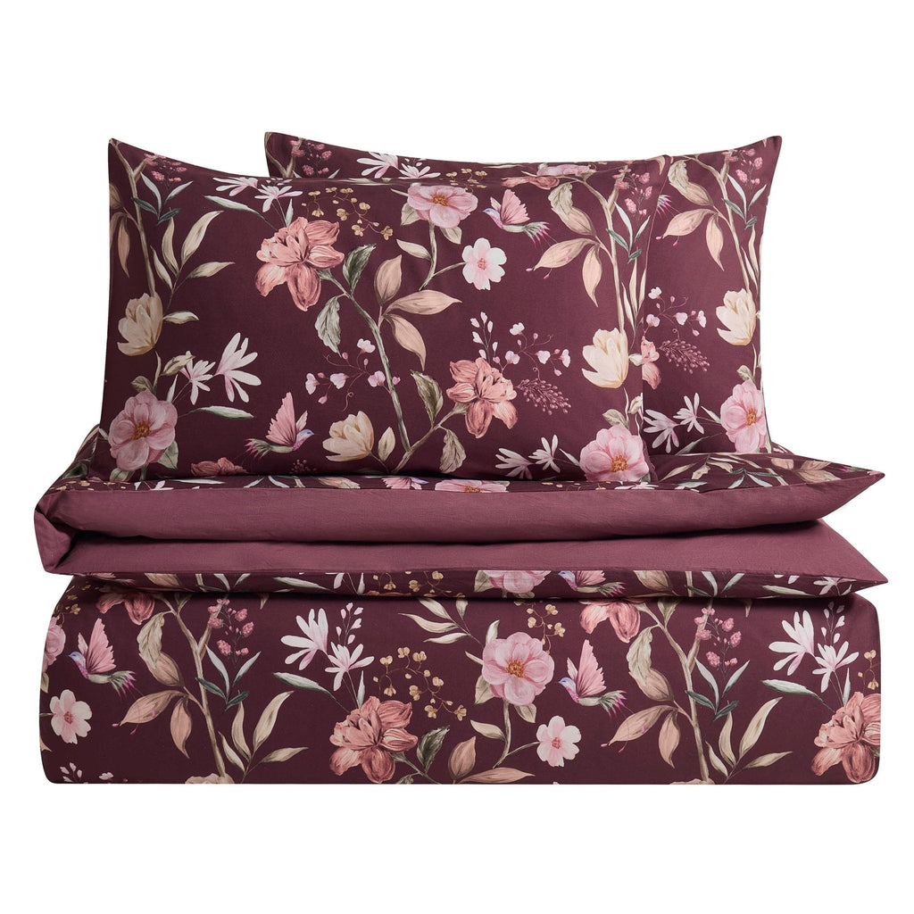 Dusklia - Francis 100% Cotton Duvet Covet & Pilllowcase Set - Plum