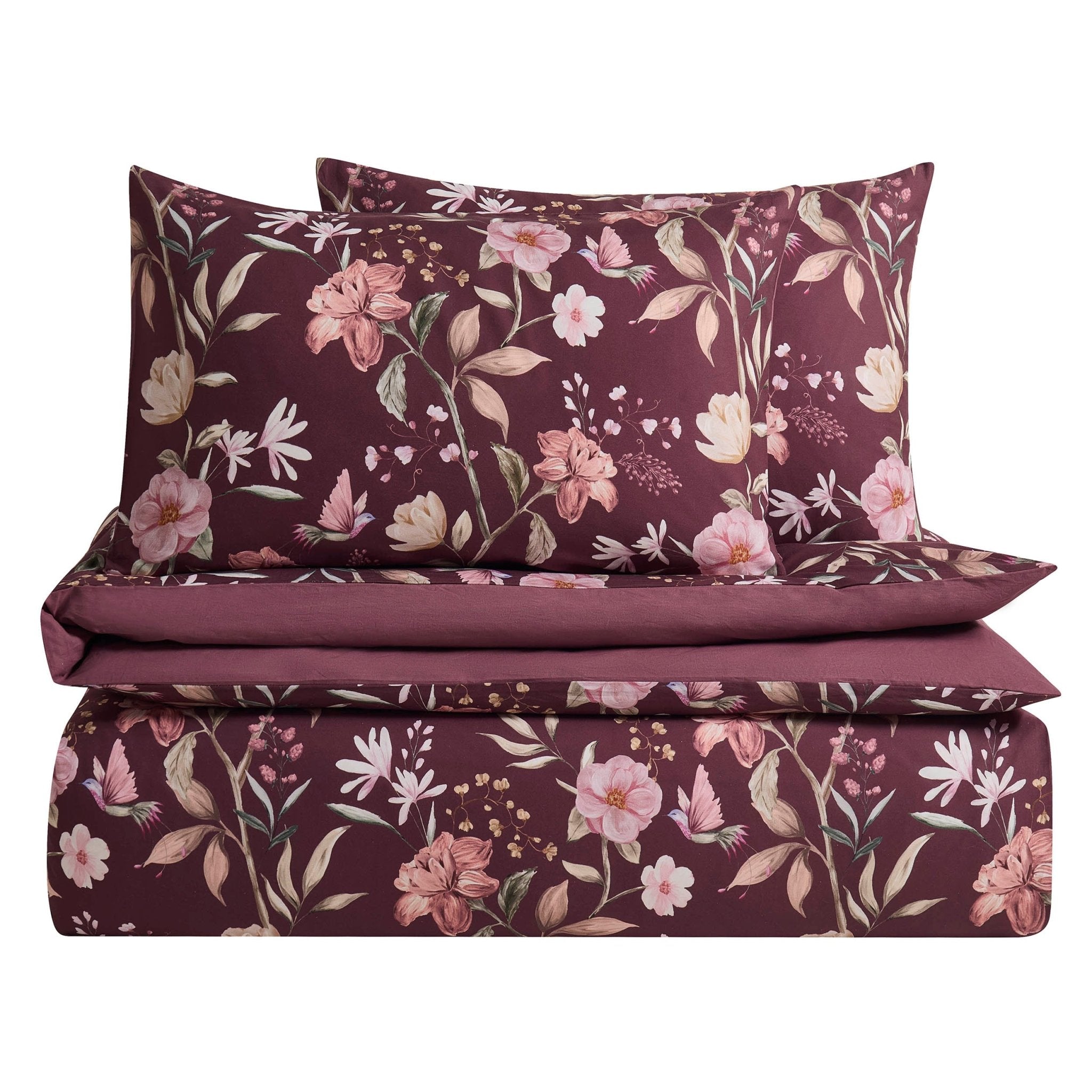 Dusklia - Francis 100% Cotton Duvet Covet & Pilllowcase Set - Plum