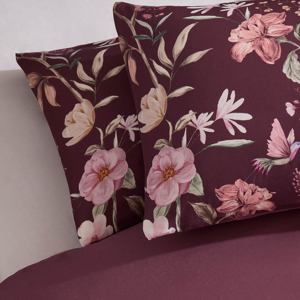 Dusklia - Francis 100% Cotton Duvet Covet & Pilllowcase Set - Plum