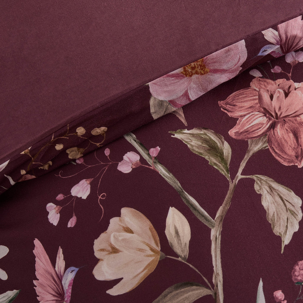Dusklia - Francis 100% Cotton Duvet Covet & Pilllowcase Set - Plum