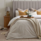 Dusklia - Gabriella Gingham 100% Cotton Duvet Cover and Pillowcase Set - Natural