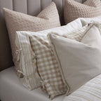 Dusklia - Gabriella Gingham 100% Cotton Duvet Cover and Pillowcase Set - Natural