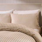 Dusklia - Gabriella Gingham 100% Cotton Duvet Cover and Pillowcase Set - Natural