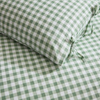 Dusklia - Gabriella Gingham 100% Cotton Duvet Cover and Pillowcase Set - Green