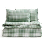 Dusklia - Gabriella Gingham 100% Cotton Duvet Cover and Pillowcase Set - Green