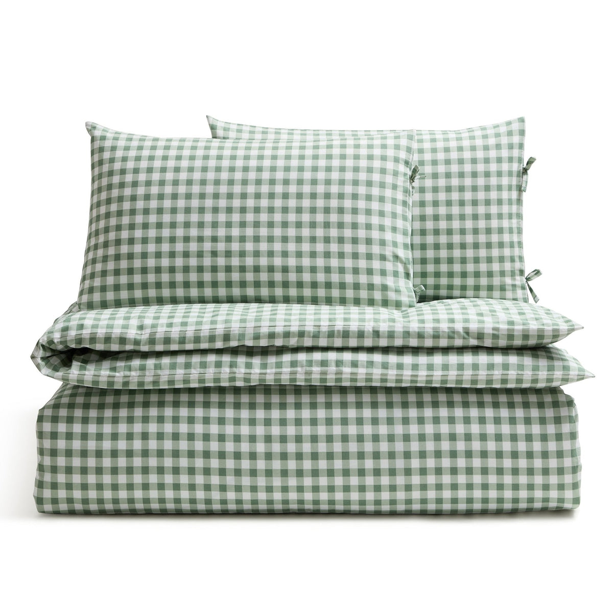 Dusklia - Gabriella Gingham 100% Cotton Duvet Cover and Pillowcase Set - Green