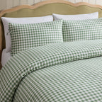 Dusklia - Gabriella Gingham 100% Cotton Duvet Cover and Pillowcase Set - Green