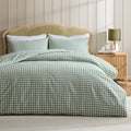 Dusklia - Gabriella Gingham 100% Cotton Duvet Cover and Pillowcase Set - Green