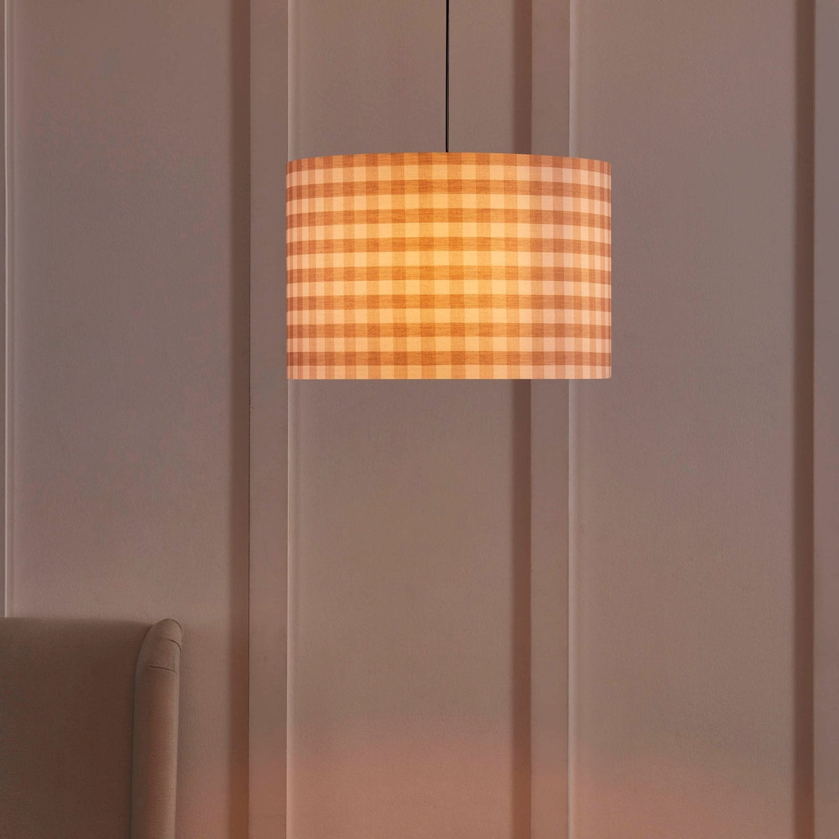 Dusklia - Gabriella Gingham Ceiling Shade - Natural