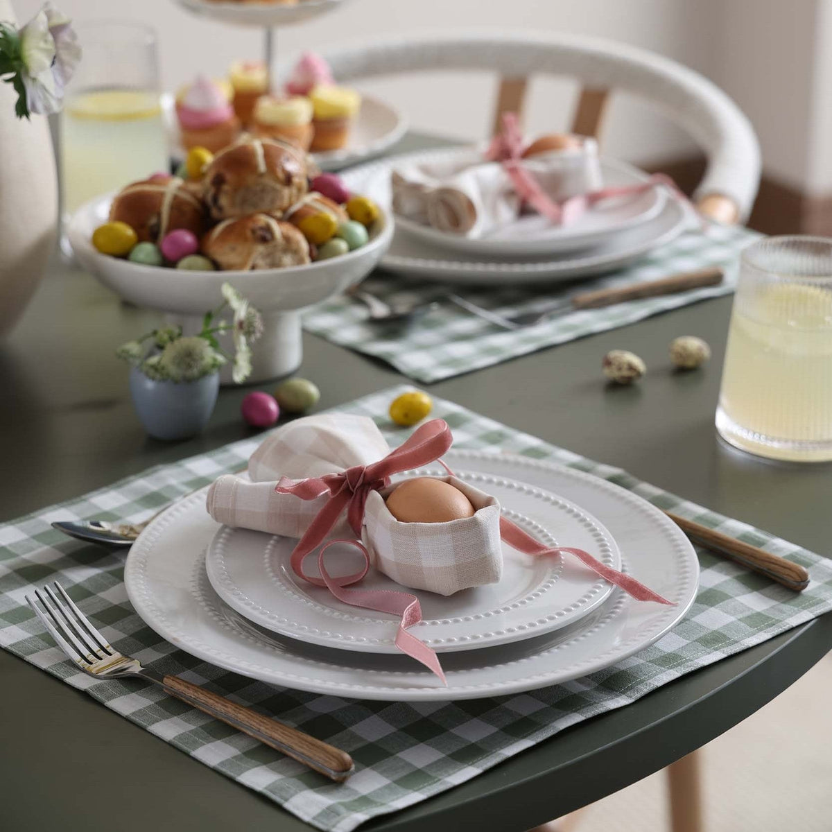 Dusklia - Gabriella Set of 4 Gingham Placemats - Green