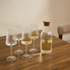 Dusklia - Gatsby Ripple 5 Piece Wine Glass and Carafe Set - Clear