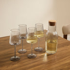 Dusklia - Gatsby Ripple 5 Piece Wine Glass and Carafe Set - Smoked