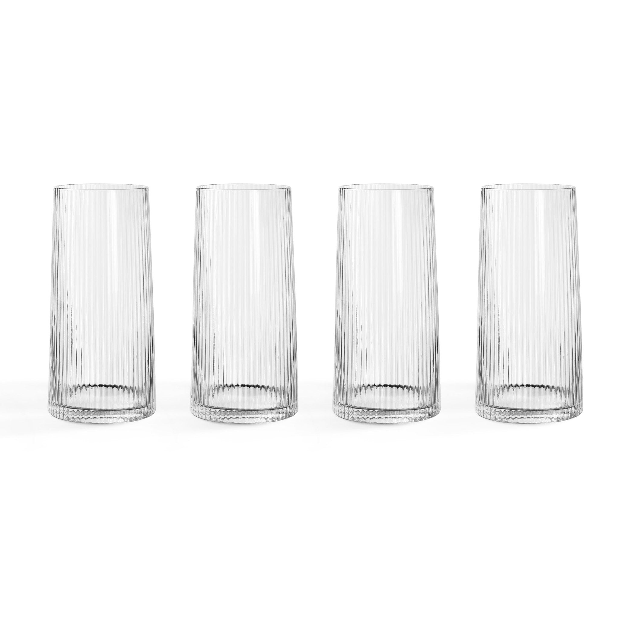 Dusklia - Gatsby Set of 4 Ripple Glass Highballs - Clear
