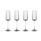 Dusklia - Gatsby Set of 4 Ripple Glass Champagne Flutes - Smoked