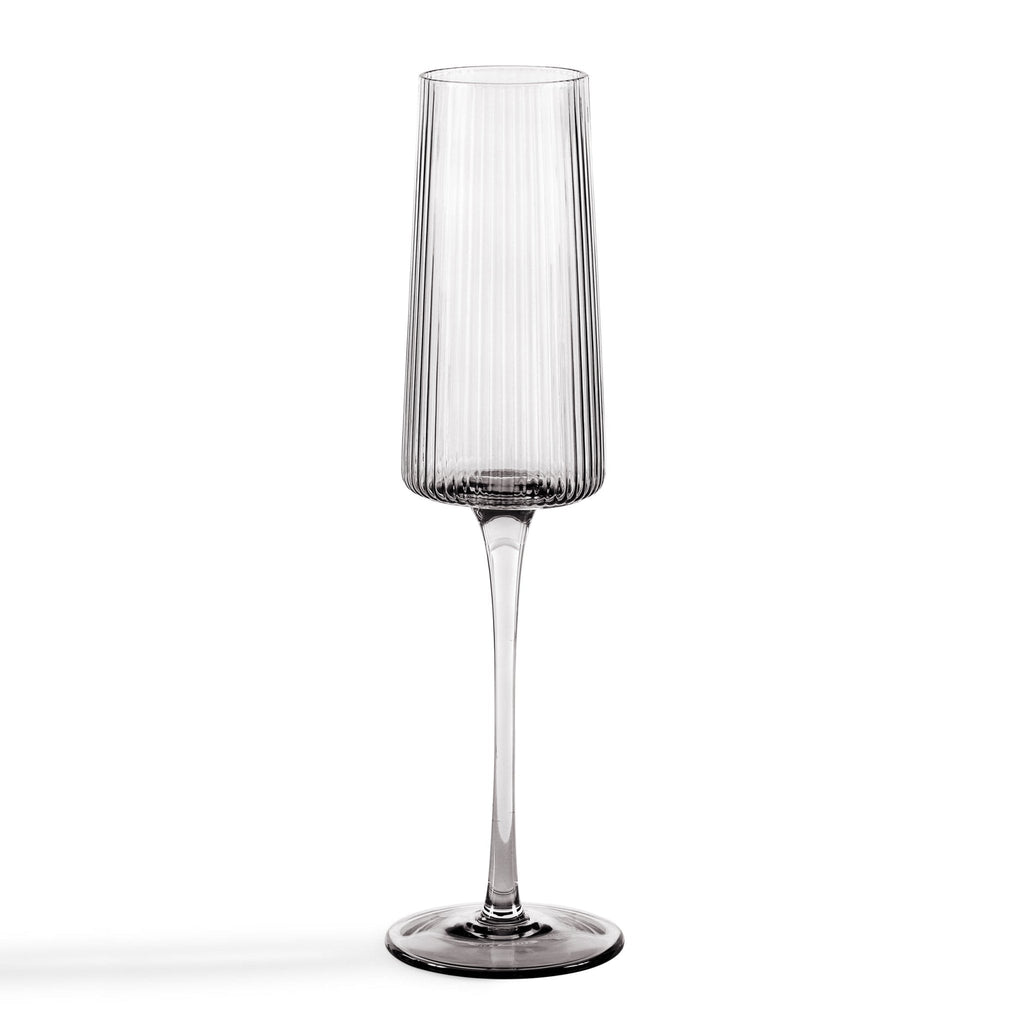 Dusklia - Gatsby Set of 4 Ripple Glass Champagne Flutes - Smoked