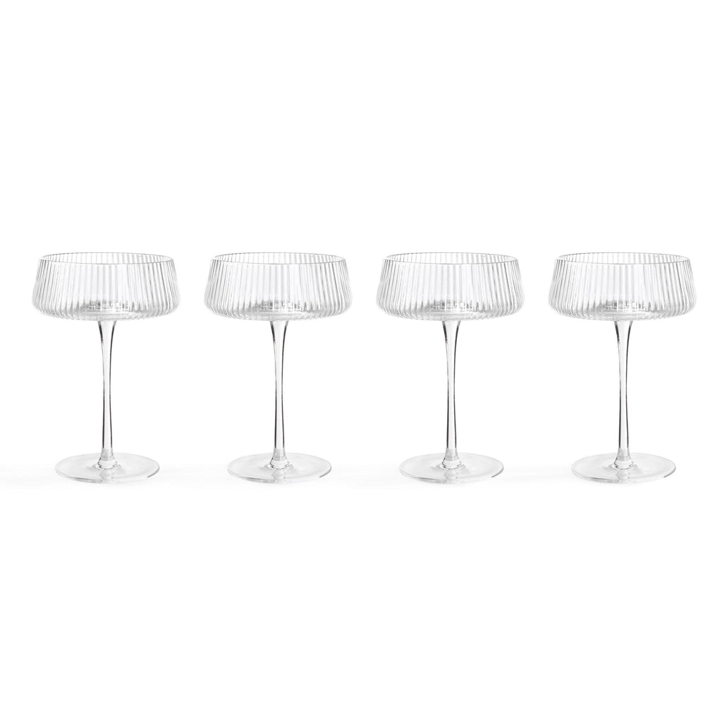 Dusklia - Gatsby Set of 4 Ripple Glass Coupes - Clear