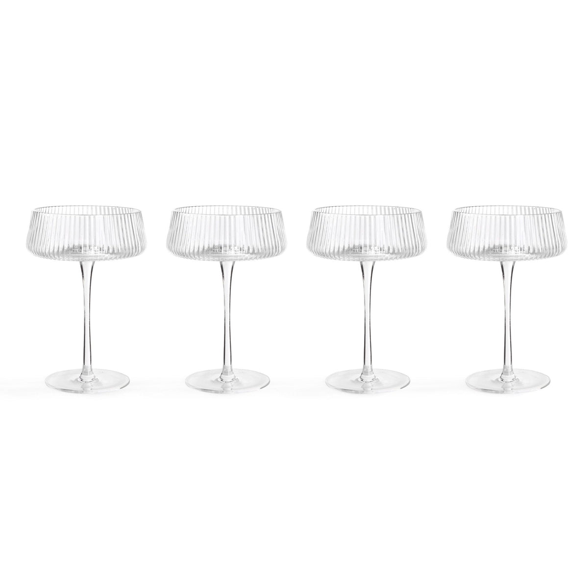 Dusklia - Gatsby Set of 4 Ripple Glass Coupes - Clear