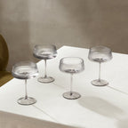 Dusklia - Gatsby Set of 4 Ripple Glass Coupes - Smoked