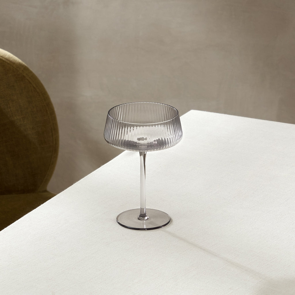 Dusklia - Gatsby Set of 4 Ripple Glass Coupes - Smoked