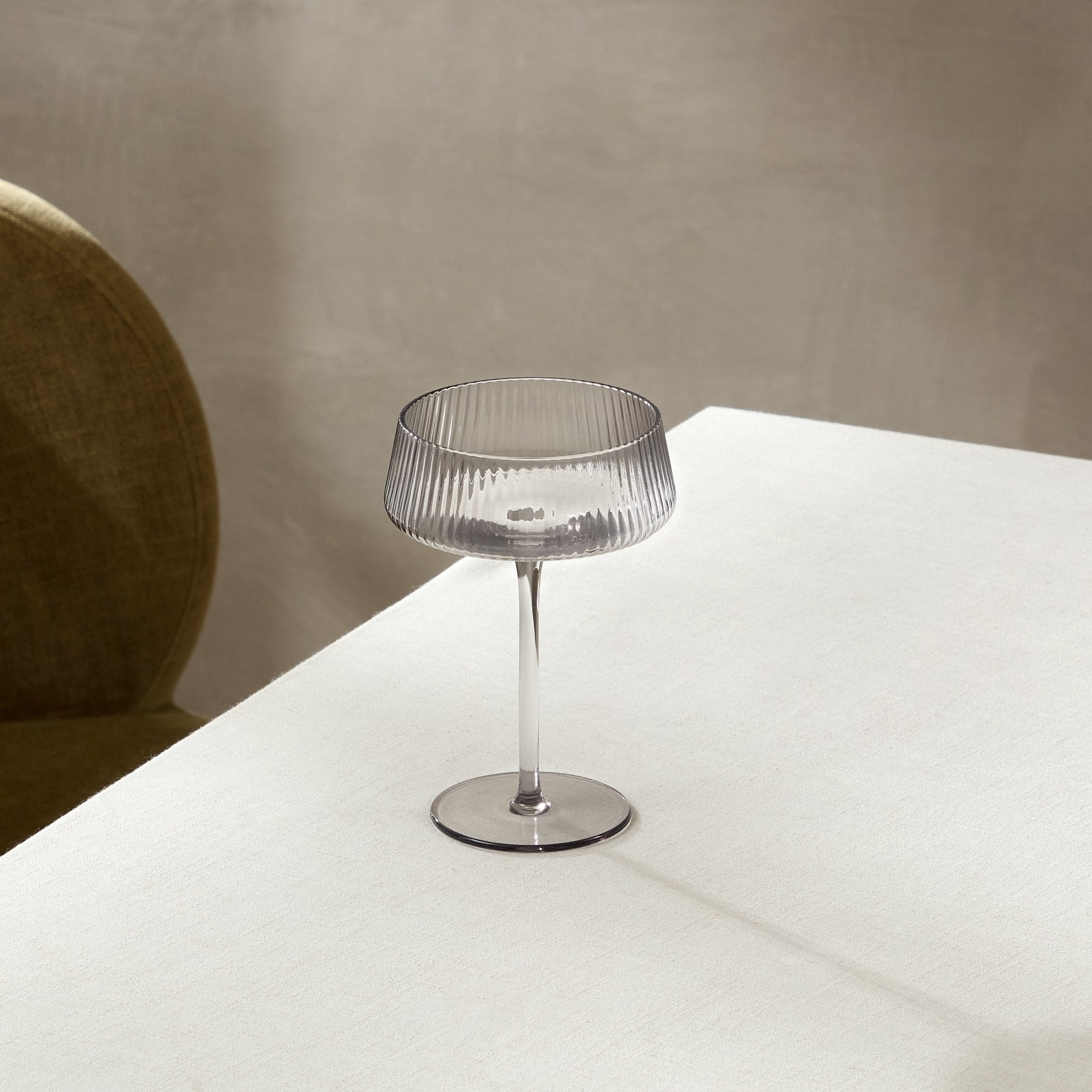 Dusklia - Gatsby Set of 4 Ripple Glass Coupes - Smoked