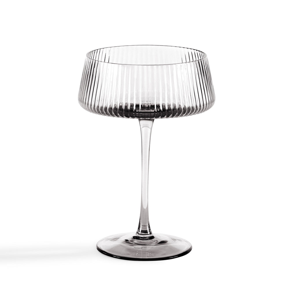 Dusklia - Gatsby Set of 4 Ripple Glass Coupes - Smoked