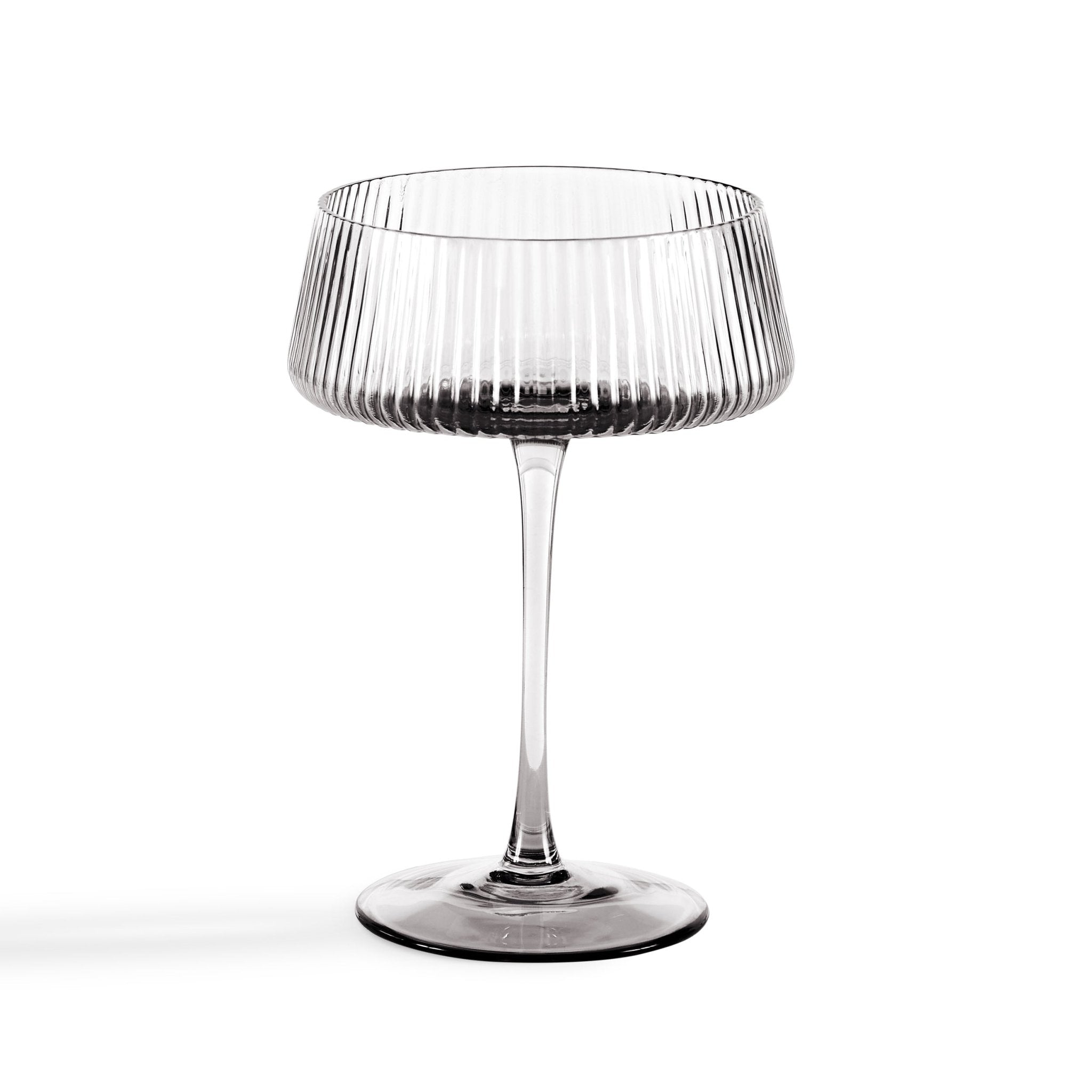 Dusklia - Gatsby Set of 4 Ripple Glass Coupes - Smoked