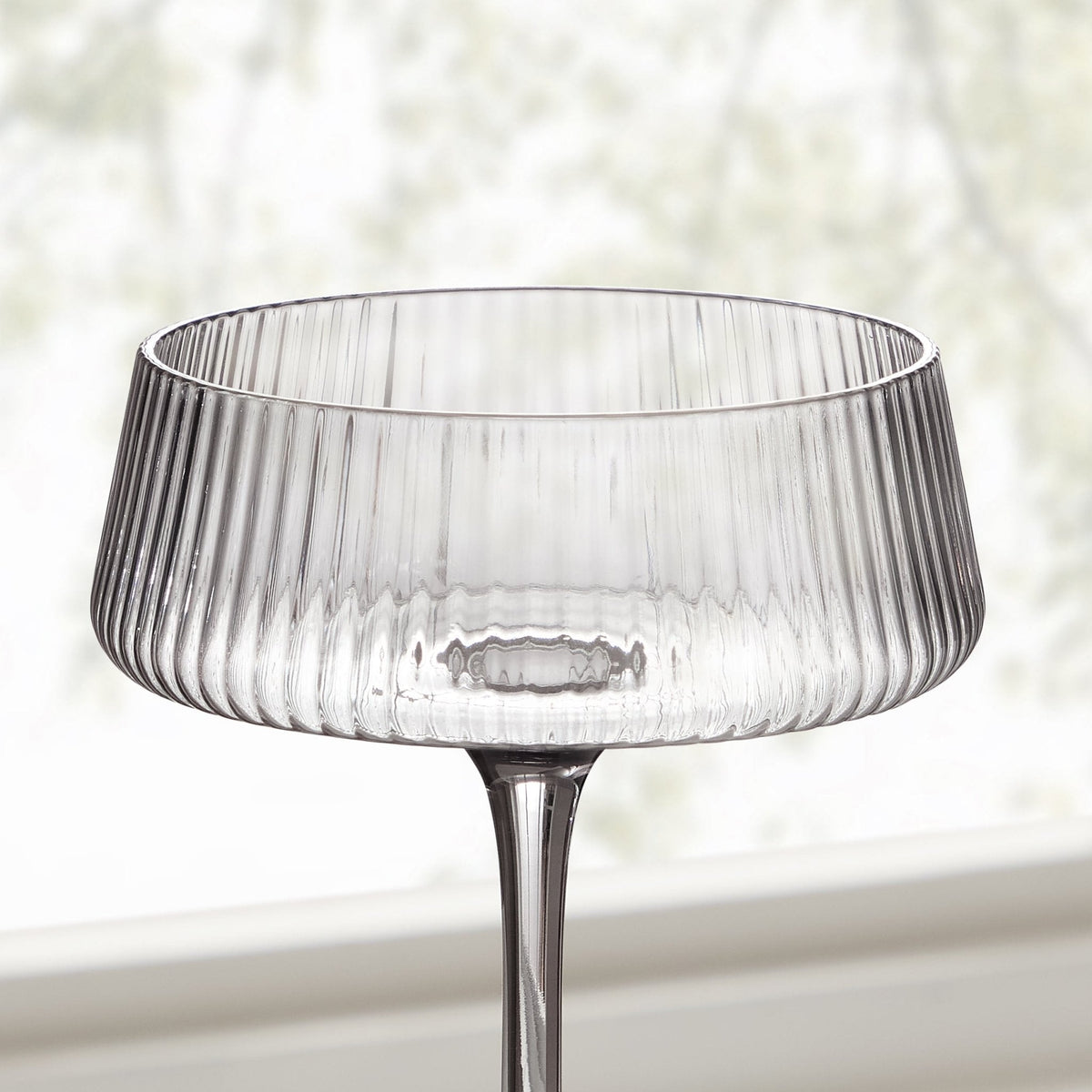 Dusklia - Gatsby Set of 4 Ripple Glass Coupes - Smoked