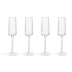 Dusklia - Gatsby Set of 4 Ripple Glass Champagne Flutes - Clear