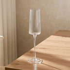 Dusklia - Gatsby Set of 4 Ripple Glass Champagne Flutes - Clear