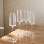 Dusklia - Gatsby Set of 4 Ripple Glass Champagne Flutes - Clear
