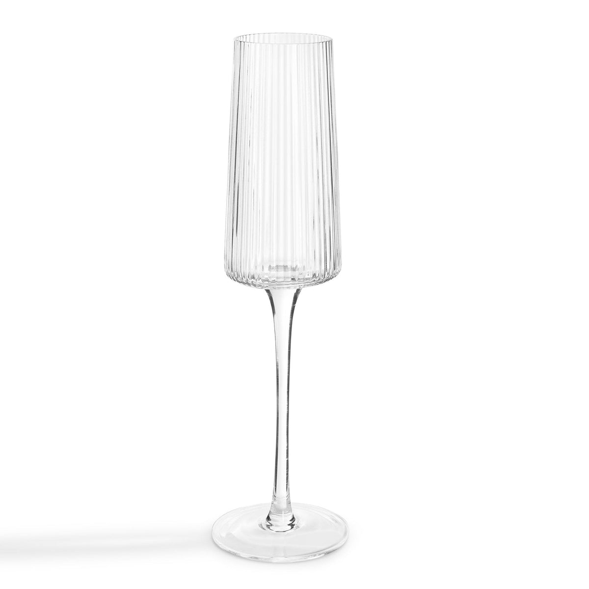 Dusklia - Gatsby Set of 4 Ripple Glass Champagne Flutes - Clear