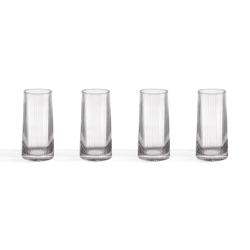 Dusklia - Gatsby Set of 4 Ripple Glass Highballs - Smoked