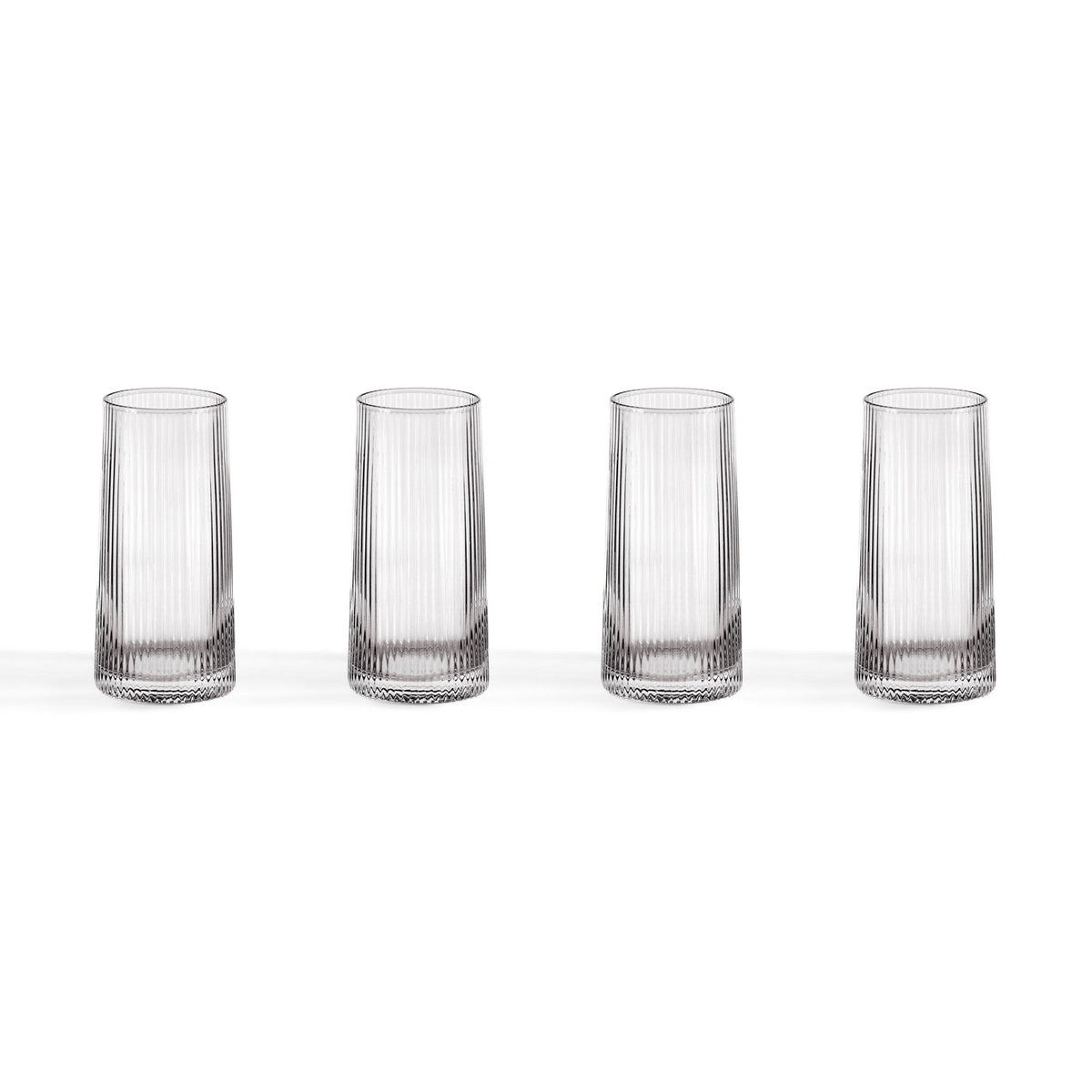 Dusklia - Gatsby Set of 4 Ripple Glass Highballs - Smoked