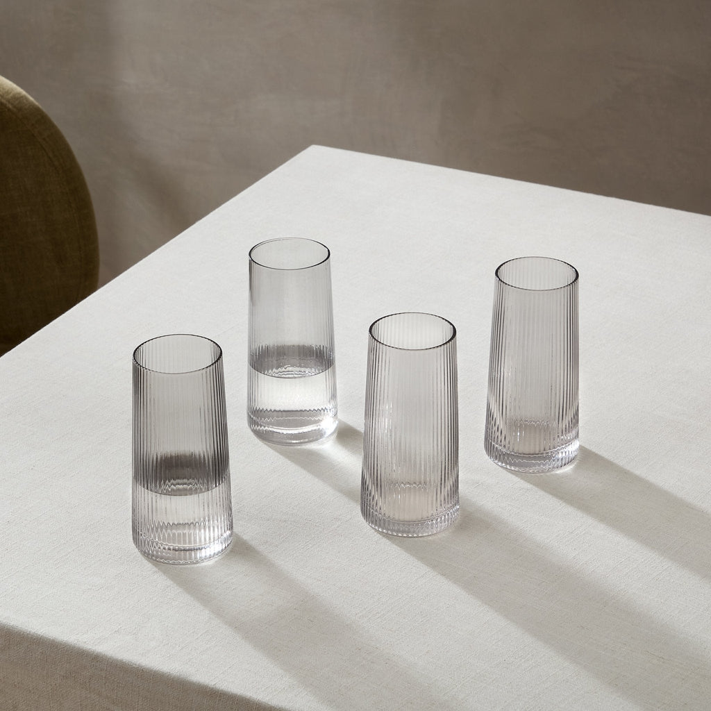 Dusklia - Gatsby Set of 4 Ripple Glass Highballs - Smoked
