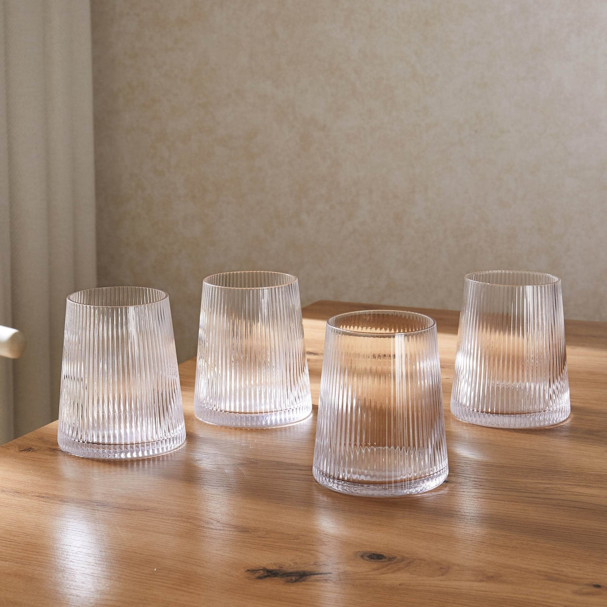 Dusklia - Gatsby Set of 4 Ripple Glass Tumblers - Clear
