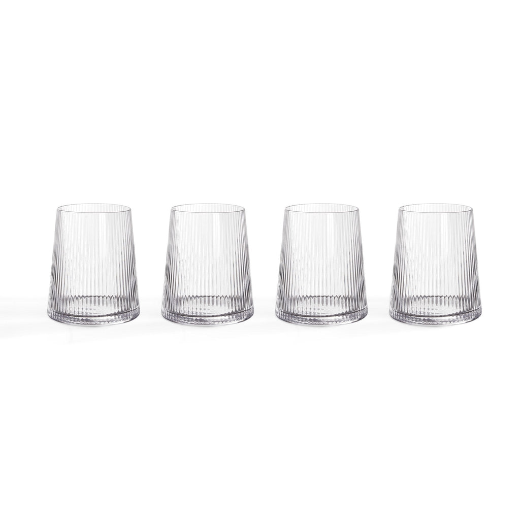 Dusklia - Gatsby Set of 4 Ripple Glass Tumblers - Clear