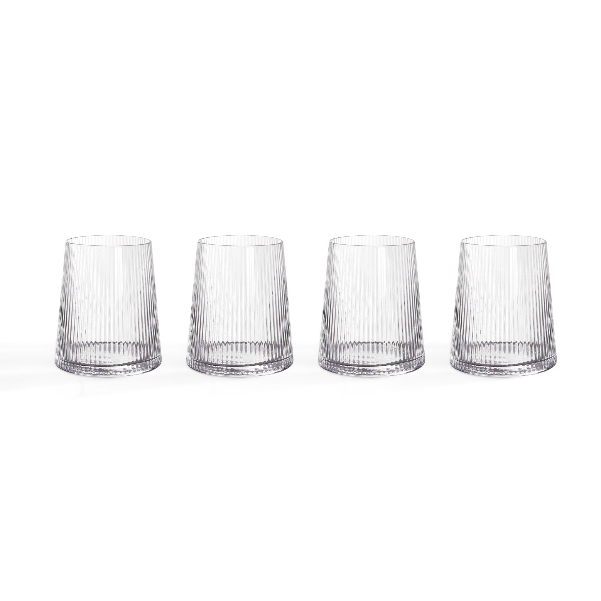 Dusklia - Gatsby Set of 4 Ripple Glass Tumblers - Clear