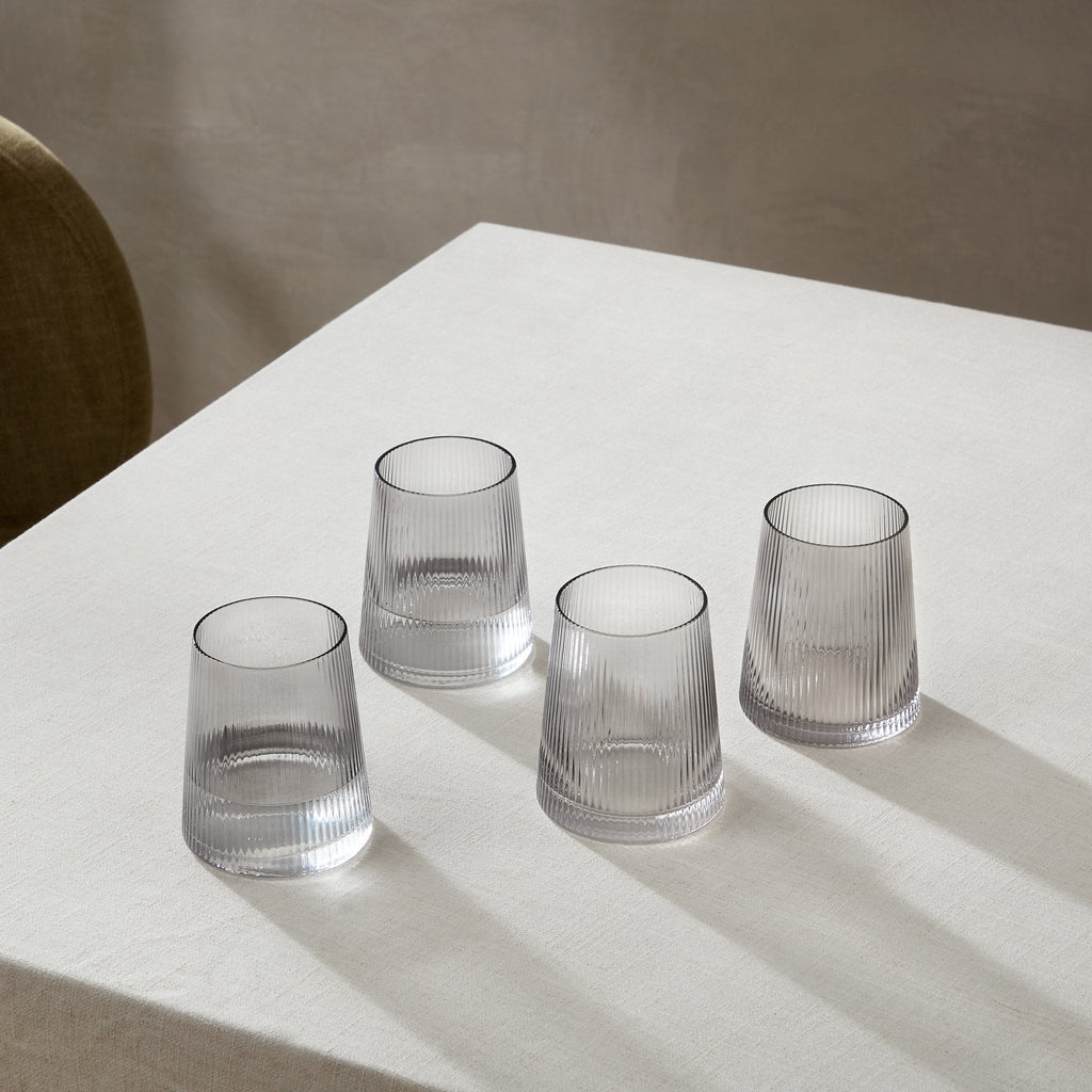 Dusklia - Gatsby Set of 4 Ripple Glass Tumblers - Smoked