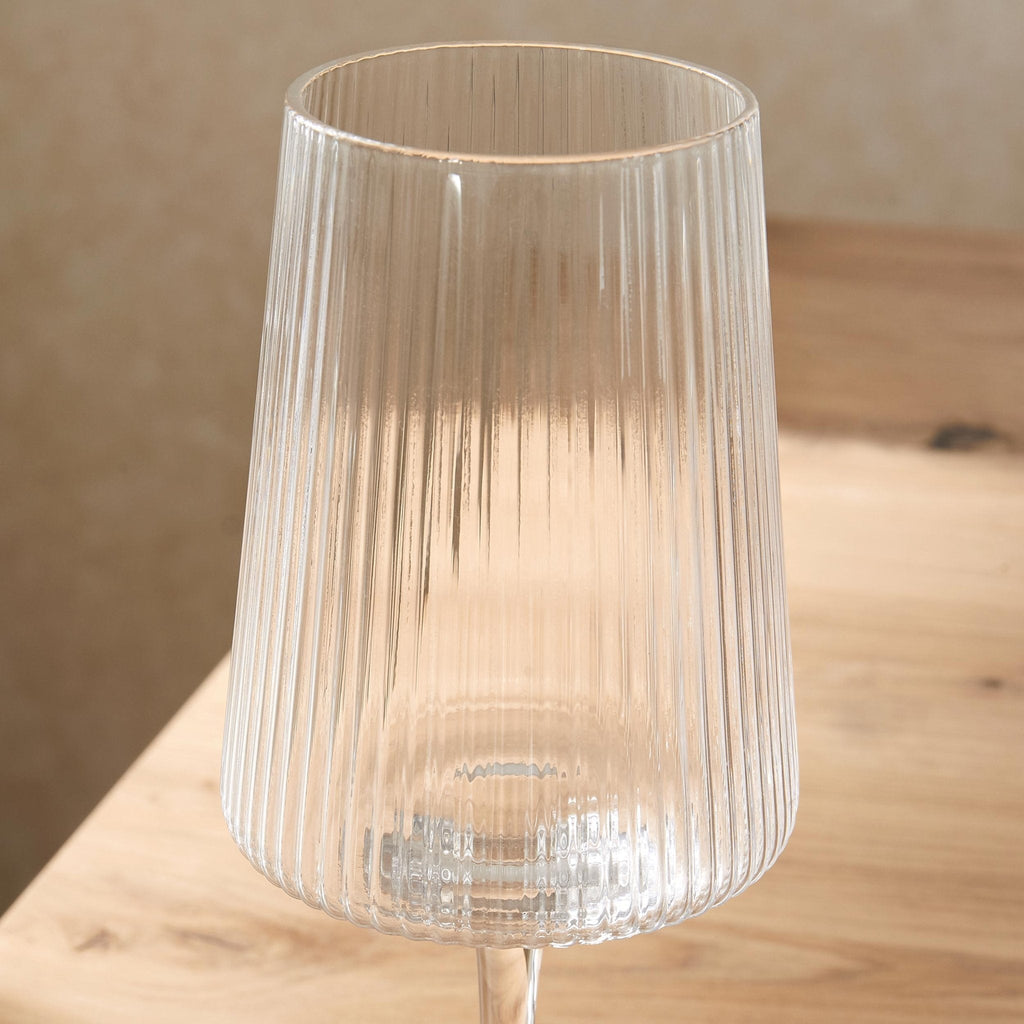 Dusklia - Gatsby Set of 4 Ripple Glass Wine Glasses - Clear