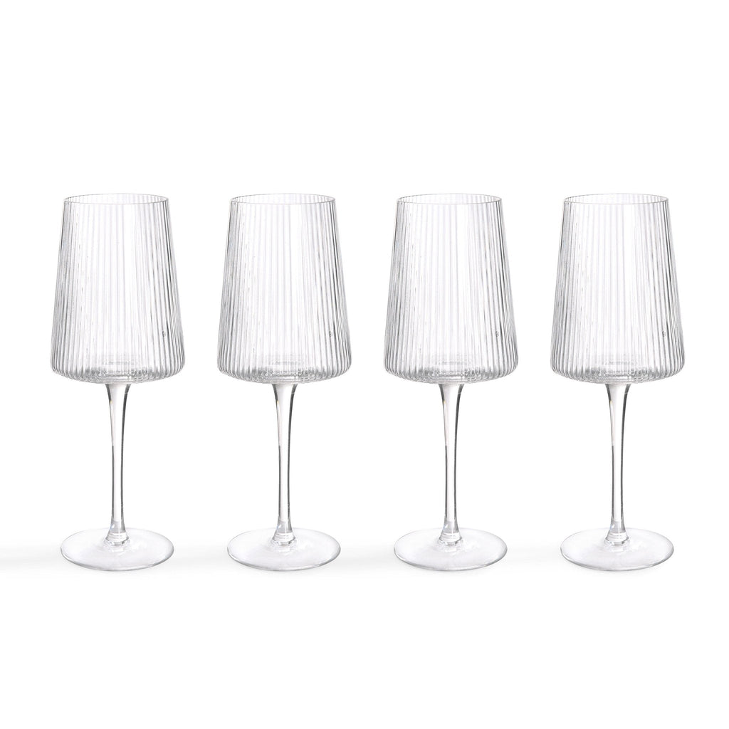 Dusklia - Gatsby Set of 4 Ripple Glass Wine Glasses - Clear