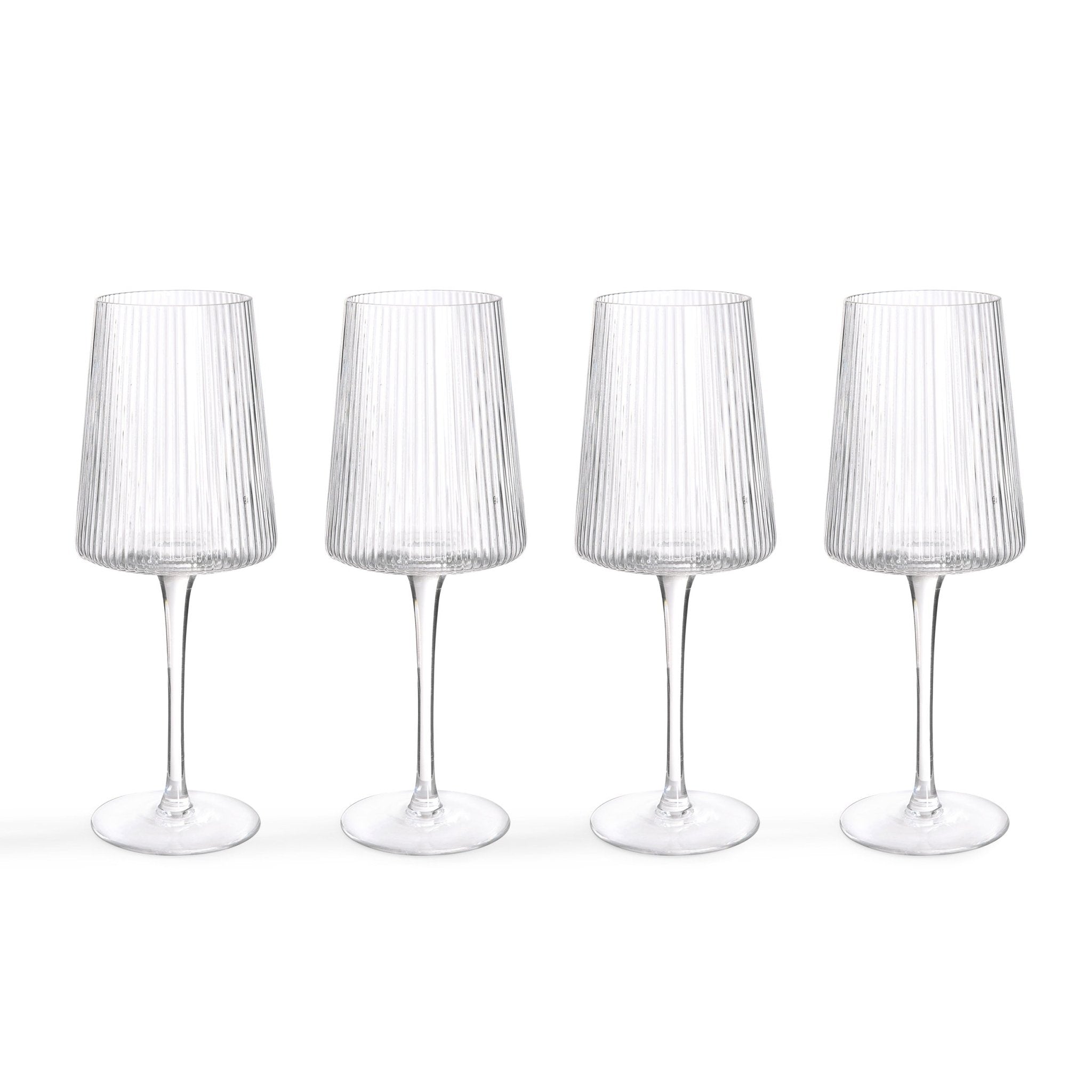 Dusklia - Gatsby Set of 4 Ripple Glass Wine Glasses - Clear