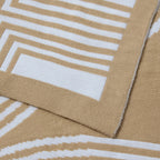 Dusklia - Geometric Contrast Knit Sofa Throw - Taupe