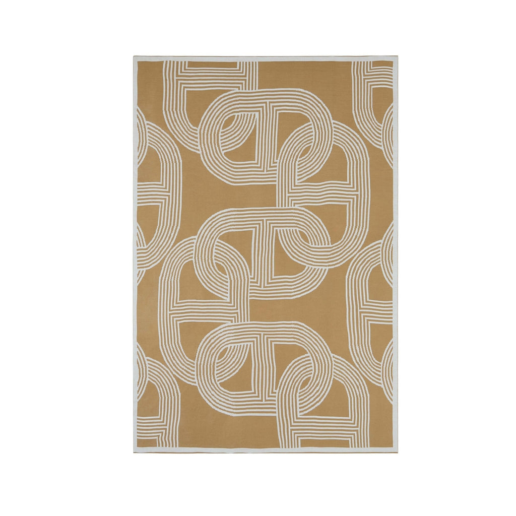 Dusklia - Geometric Contrast Knit Sofa Throw - Taupe