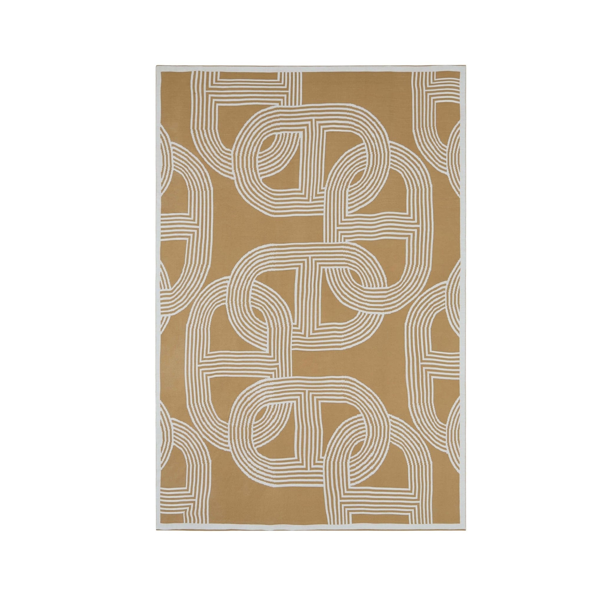 Dusklia - Geometric Contrast Knit Sofa Throw - Taupe