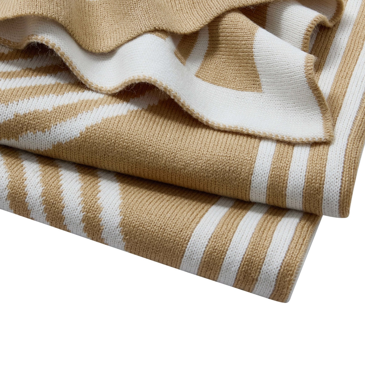 Dusklia - Geometric Contrast Knit Sofa Throw - Taupe